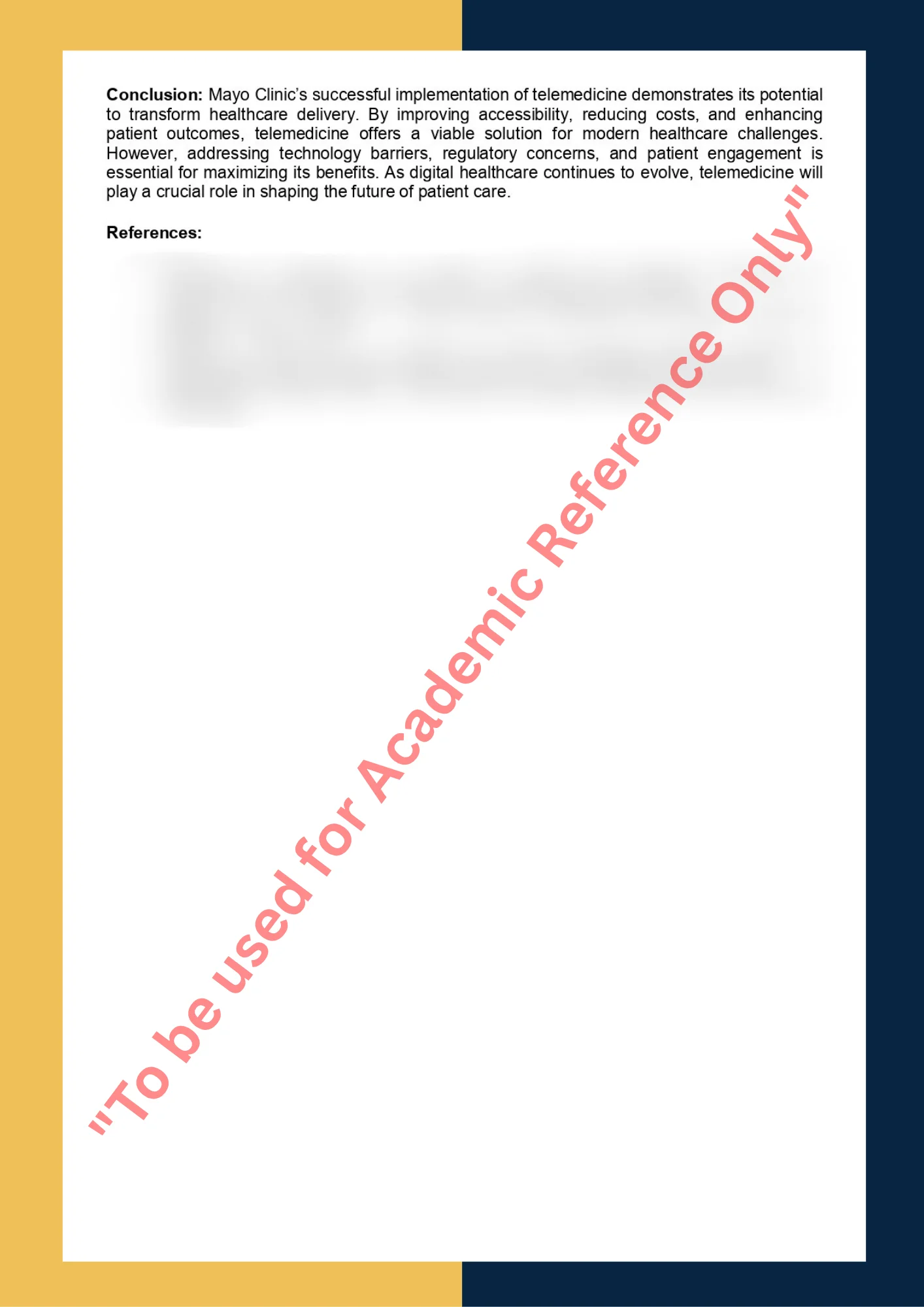 Case Study sample solution on Topic - The Role of Telemedicine in Modern Healthcare 2